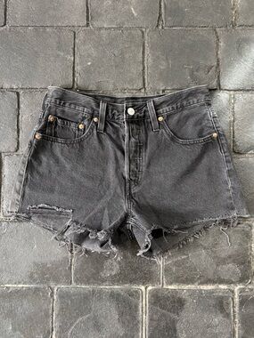Levi’s 501 black cutoff Jean shorts with frayed 4 button fly size 27